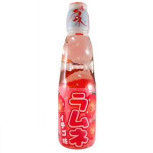 Ramune Sabor Fresa Botella de Vidrio con Bola (200ml)